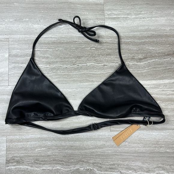 NWT Skims Faux Leather Triangle Tie Neck Size Bralette Size 4X - Picture 12 of 14